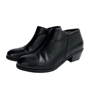 Aetrex Laurel Black Leather Heeled Short Zipper Ankle Bootie Size 7.5-8 / 38